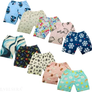 VELSERA Short For Baby Boys & Baby Girls Casual Printed Pure Cotton (Multicolor, Pack of 10)