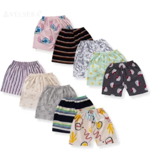 VELSERA Short For Baby Boys & Baby Girls Casual Printed Pure Cotton (Multicolor, Pack of 10)